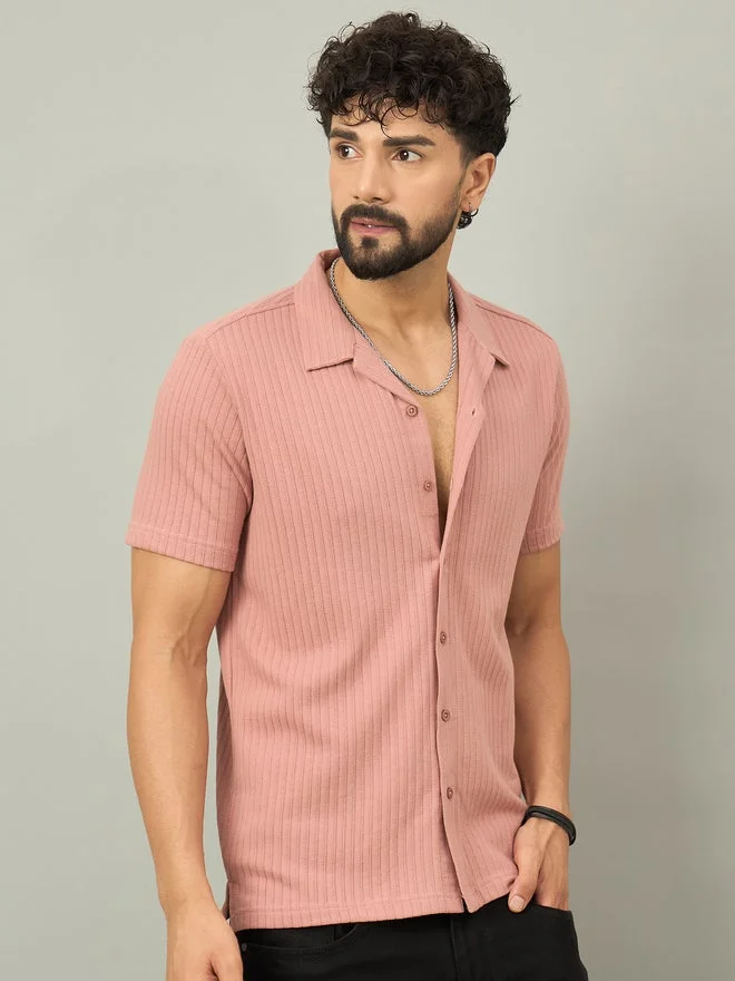 Take Two REPRISE Peach Textured Buttoned Shirt