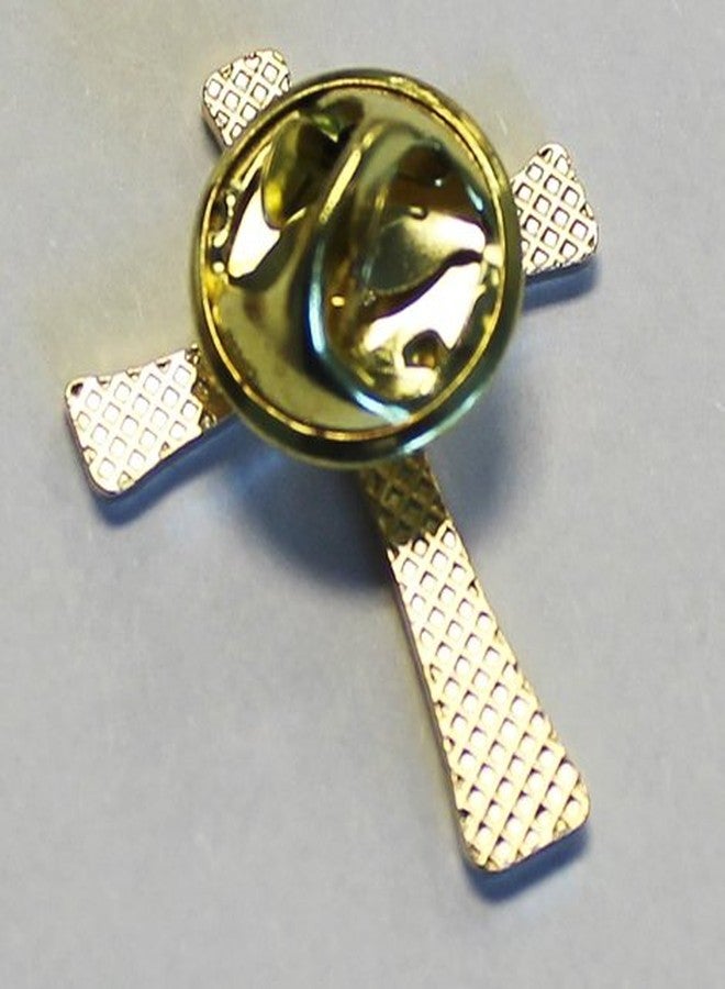 Flagline Christian Cross Die-struck Gold Metal Lapel Pin with Butterfly Clasp, .75 inch x 1 inch - Image 3