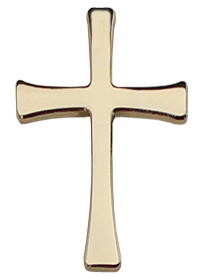Flagline Christian Cross Die-struck Gold Metal Lapel Pin with Butterfly Clasp, .75 inch x 1 inch - Image 1