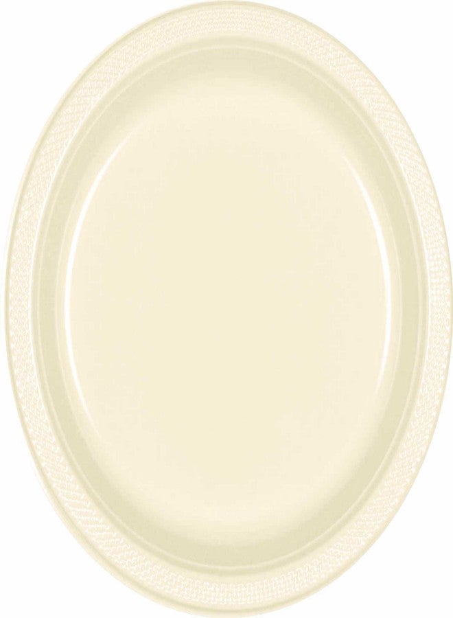 Amscan Vanilla Creme 7" Disposable Round Plates-20 count | For Every Celebration Plastic Plates, Cream