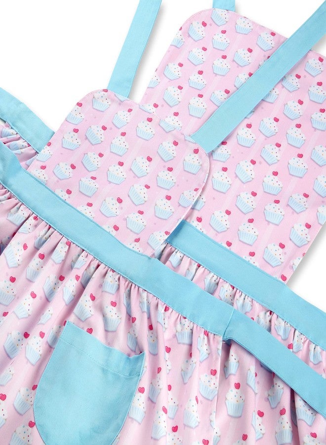 Plum Hill Cupcake Mommy and Me Aprons Set for Mother Daughter Matching Aprons for Kids and Adults - Cooking Baking, Spring Colors - Image 4