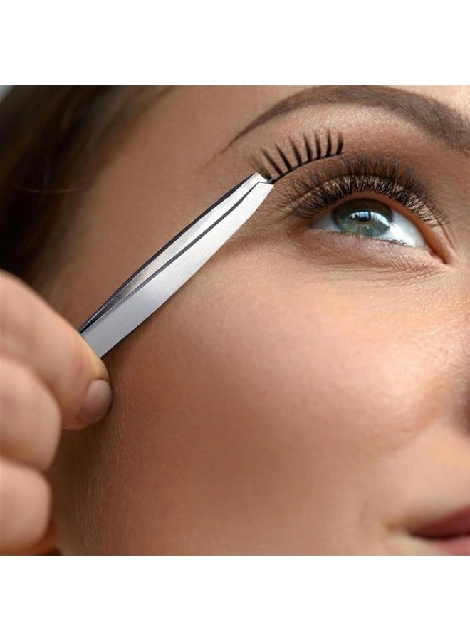 ملقط مائل احترافي من الفولاذ المقاوم للصدأ ملقط ذو طرف مائل أفضل ملقط حواجب دقيق للرجال والنساء-فضى - Image 2