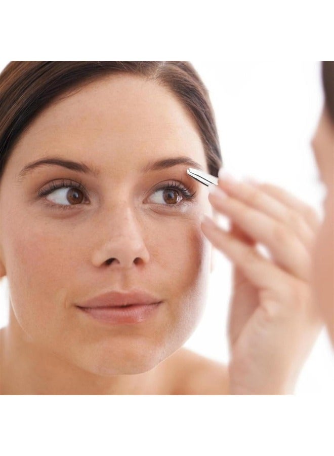 ملقط مائل احترافي من الفولاذ المقاوم للصدأ ملقط ذو طرف مائل أفضل ملقط حواجب دقيق للرجال والنساء-فضى - Image 4