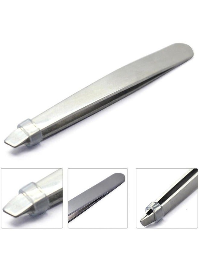 ملقط مائل احترافي من الفولاذ المقاوم للصدأ ملقط ذو طرف مائل أفضل ملقط حواجب دقيق للرجال والنساء-فضى - Image 5