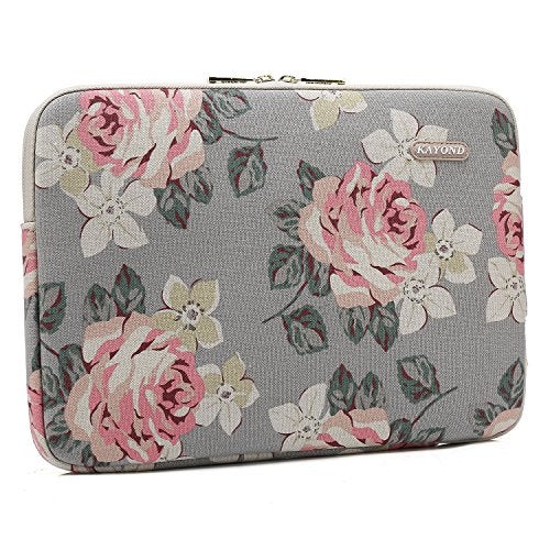 kayond Water-Resistant Canvas 13.3 Inch Laptop Sleeve-White Rose - Image 3
