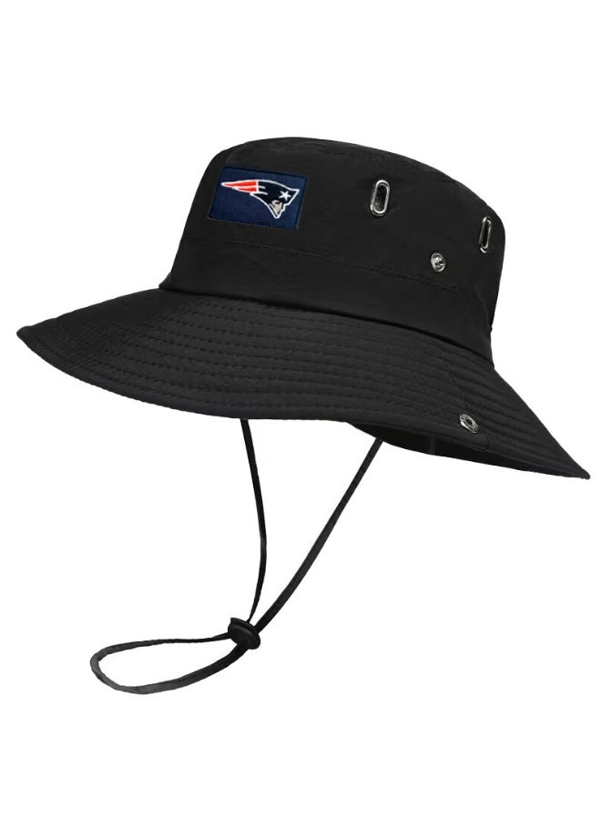 New England Patriots Black Boonie Bucket Hat - Official Team Logo Outdoor Sun Hat with Secure Fit for Fans
