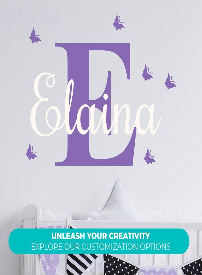 EGD Personalized Multiple Font Wall Stickers for Baby Girl or Boy I Custom Name & Initial for Nursery Wall Decor I Wall Decal for Child Room Decorations I Multiple Custom Options (A. Name & Initial) - Image 2