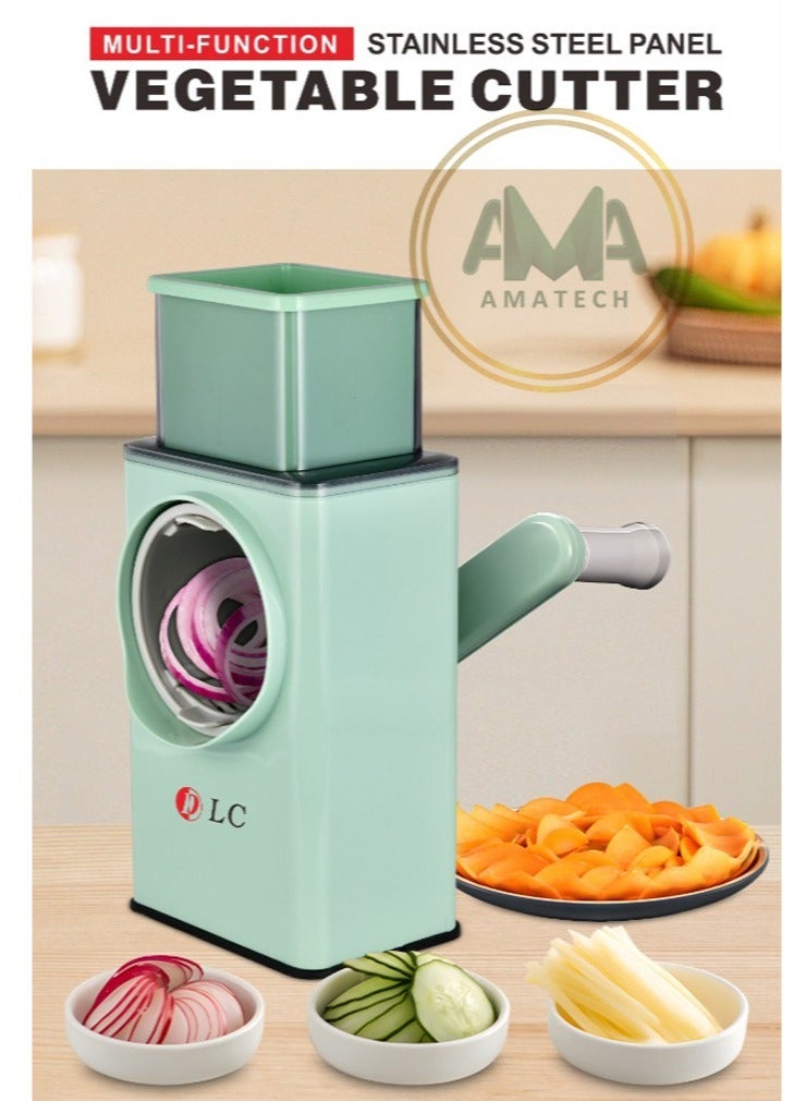 Multifunctional Manual Round Mandoline Slicer for Fruits and Vegetables Red/Silver 26x12.7x24centimeter