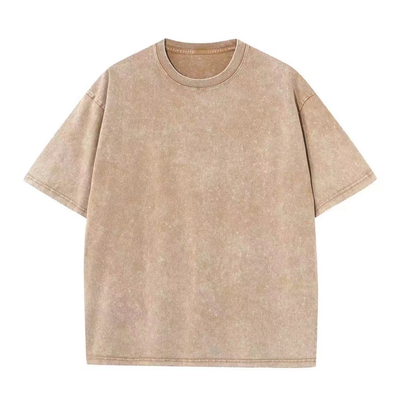 Pure Cotton Washed Old Retro Empty Light Version Of The Back Bag Collar Wash Water Loose Short Sleeve T-Shirt Jacket To Figure Production - Image 4