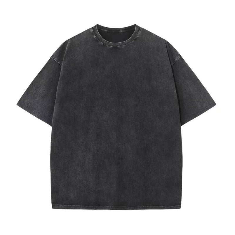 Pure Cotton Washed Old Retro Empty Light Version Of The Back Bag Collar Wash Water Loose Short Sleeve T-Shirt Jacket To Figure Production - Image 3