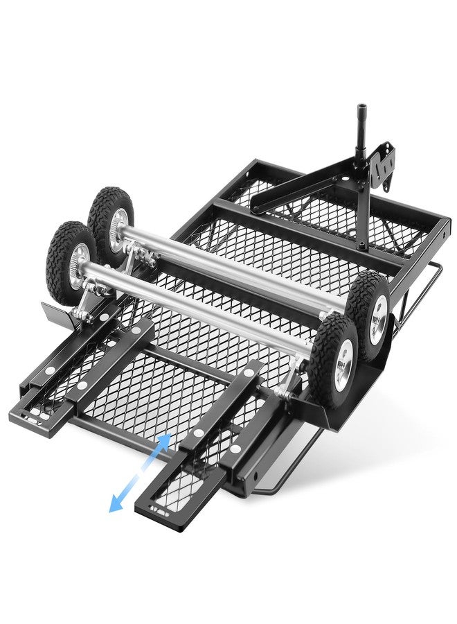 GIXCEL RC Trailer for Hauling Behind RC Car, Metal Flatbed Trailer with Hook Hitch for 1/18 1/24 RC Crawler TRX4M FCX18 Ascent-18 SCX24 FCX24 - Image 3