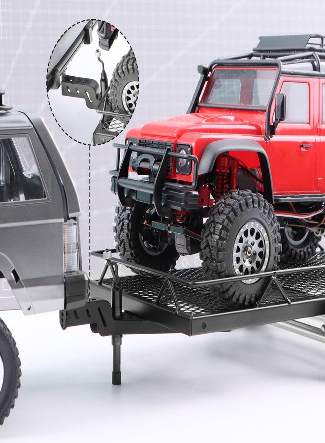 GIXCEL RC Trailer for Hauling Behind RC Car, Metal Flatbed Trailer with Hook Hitch for 1/18 1/24 RC Crawler TRX4M FCX18 Ascent-18 SCX24 FCX24 - Image 5