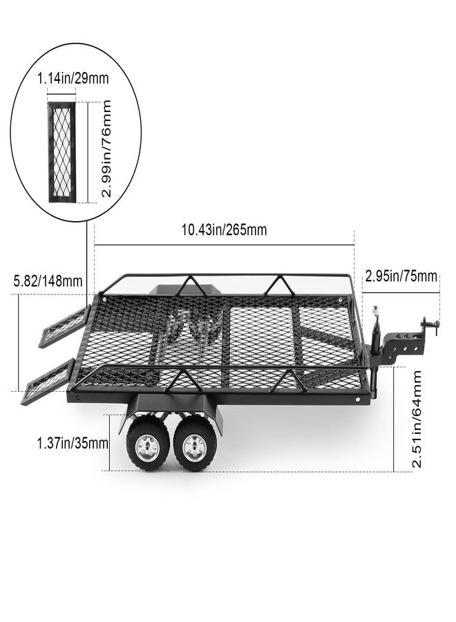 GIXCEL RC Trailer for Hauling Behind RC Car, Metal Flatbed Trailer with Hook Hitch for 1/18 1/24 RC Crawler TRX4M FCX18 Ascent-18 SCX24 FCX24 - Image 4