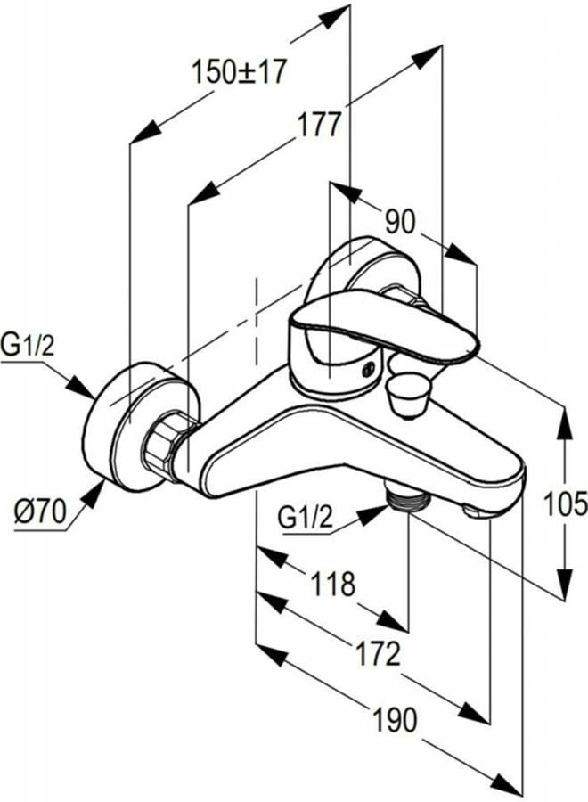 كلودي خلاط بانيو . . اسود لامع 17002 - Image 2