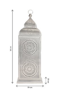 Hilalful HilalFul Handmade Chakra X-Large Silver Decorative Candle Holder Lantern | For Home Decor in Eid, Ramadan, Wedding | Living Room, Bedroom, Indoor, Outdoor Decoration | Islamic Themed | Moroccan  - Image 2