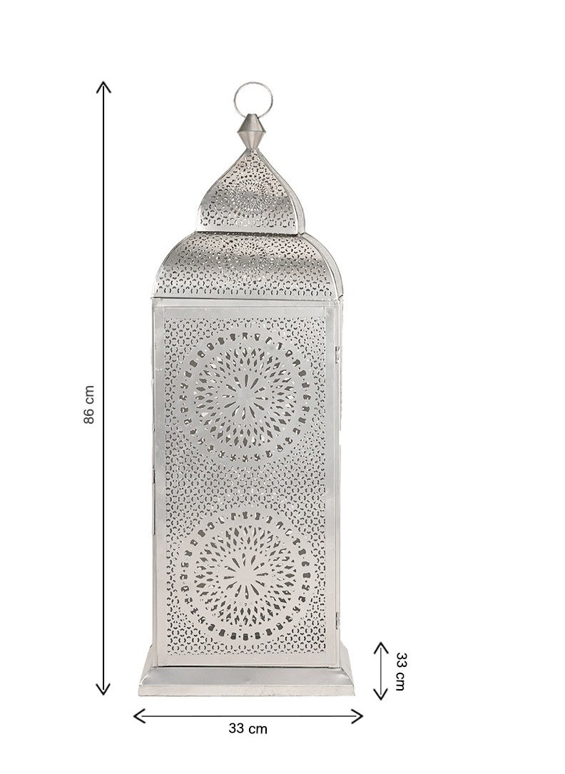 Hilalful HilalFul Handmade Chakra X-Large Silver Decorative Candle Holder Lantern | For Home Decor in Eid, Ramadan, Wedding | Living Room, Bedroom, Indoor, Outdoor Decoration | Islamic Themed | Moroccan  - Image 2