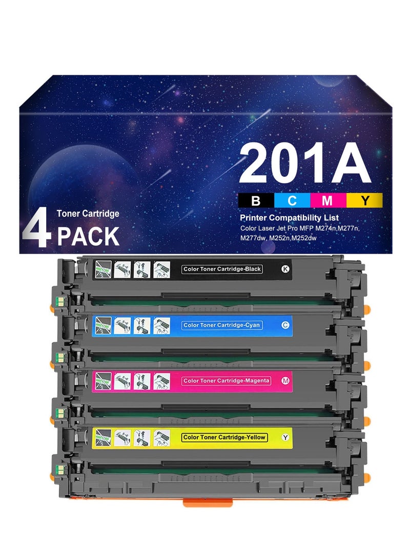 201A Toner Cartridges (with Chip) Replacement for 201A 201X CF400A CF401A CF402A CF403A Toner Cartridge for Color Laser Jet Pro MFP M277dw M277n M277c6 M252dw M252n Printer Ink (4 Pack) - Image 1