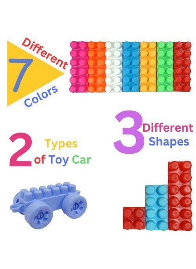 Spesifik - Spesifik Stem DIY Building Brick Blocks Game for Kids Educational and Learning Puzzle Games Brain Game Colorful Construction Blocks with Wheel Skill Development Toy for Kids 50+ Blocks - Image 1