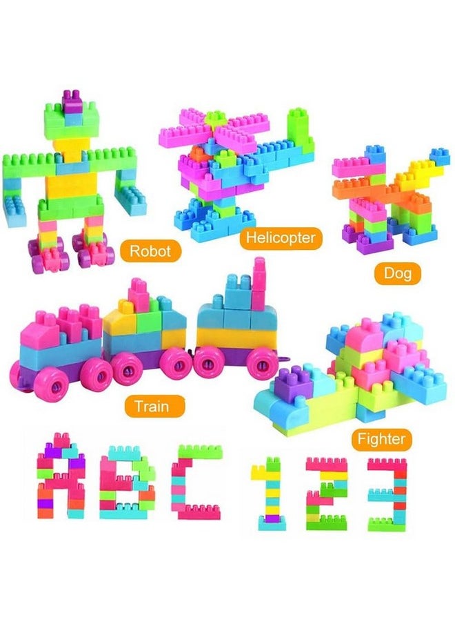 Spesifik - Spesifik Stem DIY Building Brick Blocks Game for Kids Educational and Learning Puzzle Games Brain Game Colorful Construction Blocks with Wheel Skill Development Toy for Kids 50+ Blocks - Image 1