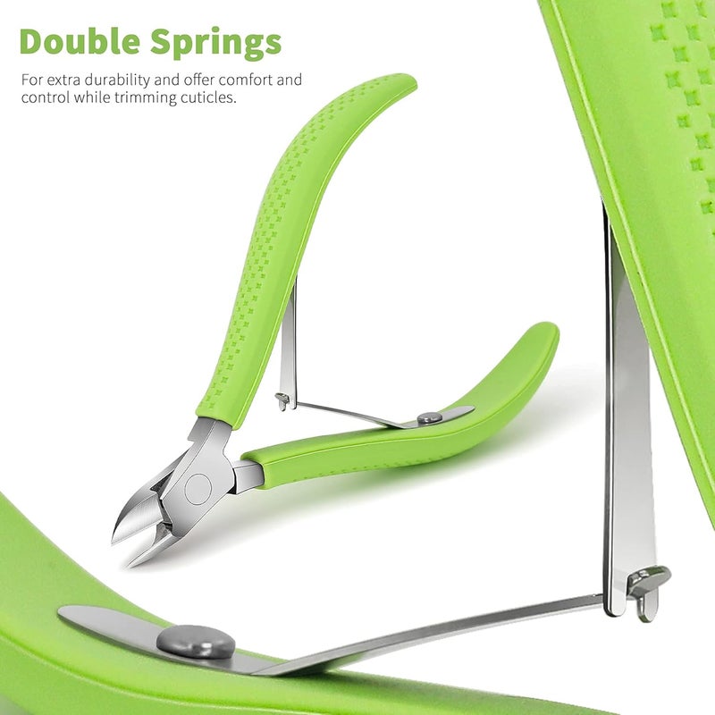 FVION Modern Green Cuticle Trimmer - 9mm Stainless Steel Cuticle Nippers - Image 4
