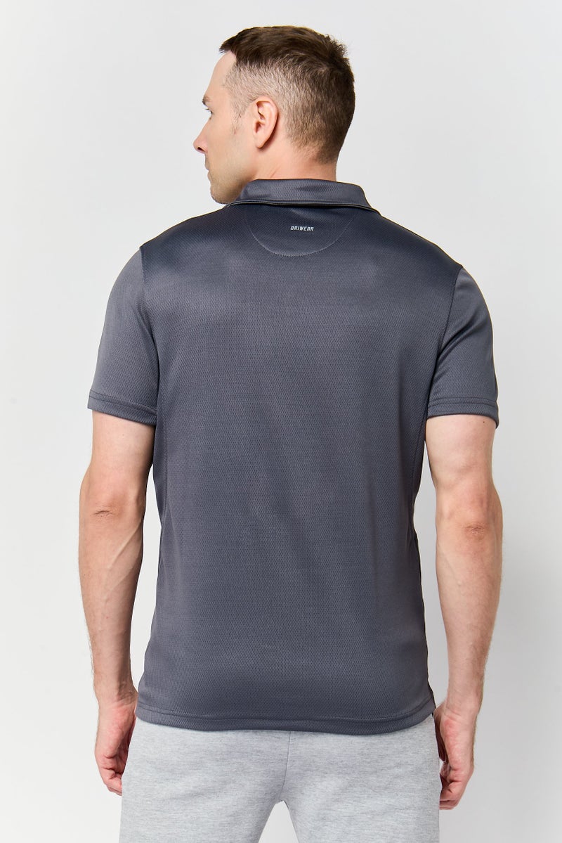 MOTION Men Sportswear Fit Short Sleeve Training Polo Shirt, Charcoal - Image 4