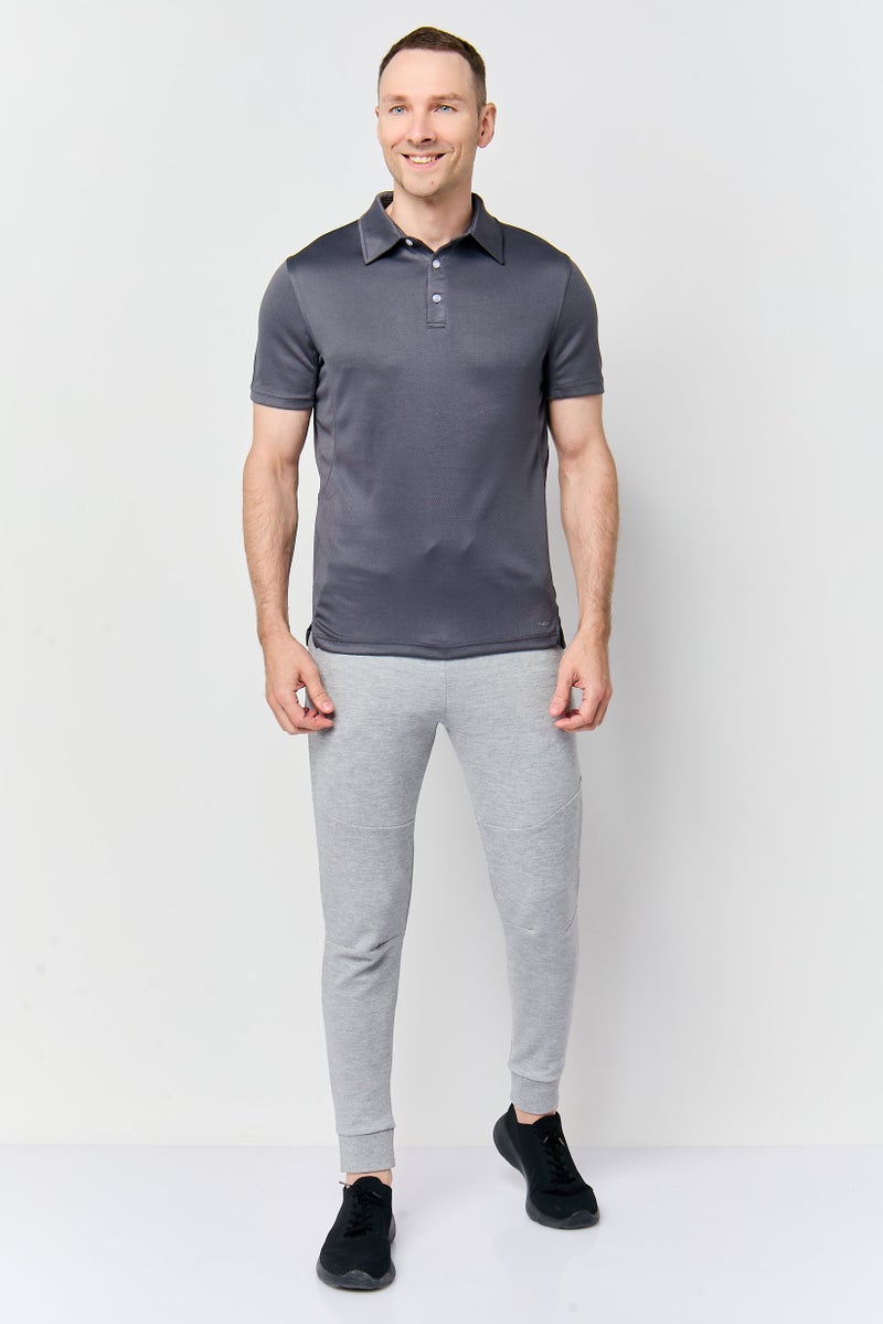 MOTION Men Sportswear Fit Short Sleeve Training Polo Shirt, Charcoal - Image 2