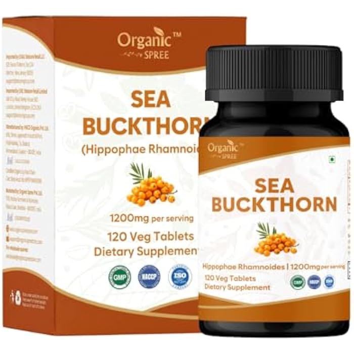 ORGANIC SPREE Sea Buckthorn 120 Tablets – Hippophae Rhamnoides - Hair, Skin and Nails* - 120tab - Image 1