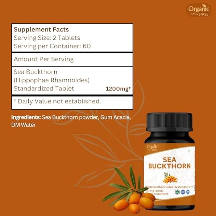 ORGANIC SPREE Sea Buckthorn 120 Tablets – Hippophae Rhamnoides - Hair, Skin and Nails* - 120tab - Image 4