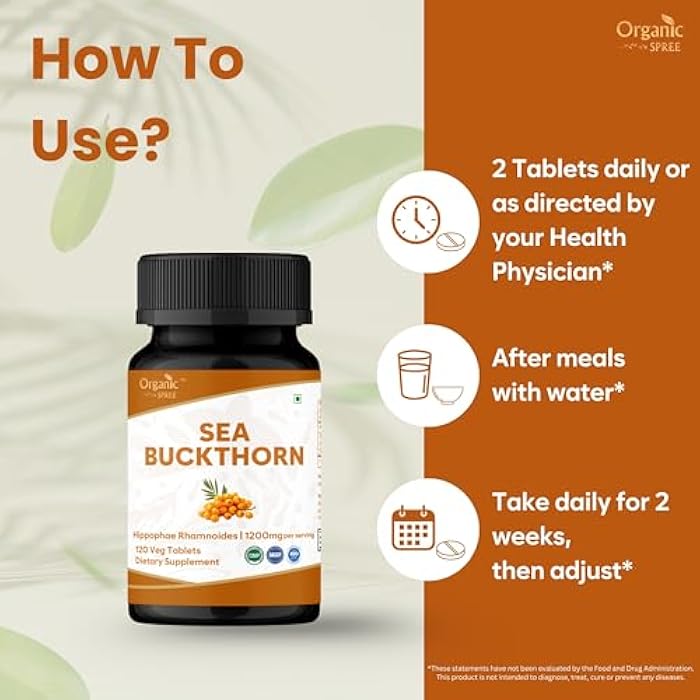 ORGANIC SPREE Sea Buckthorn 120 Tablets – Hippophae Rhamnoides - Hair, Skin and Nails* - 120tab - Image 3