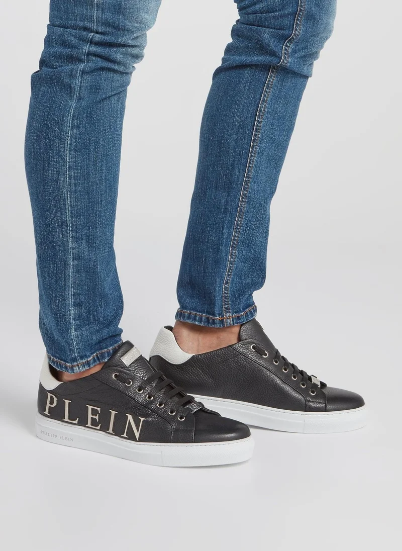 PHILIPP PLEIN Black Logo Embellished Low Top Sneakers