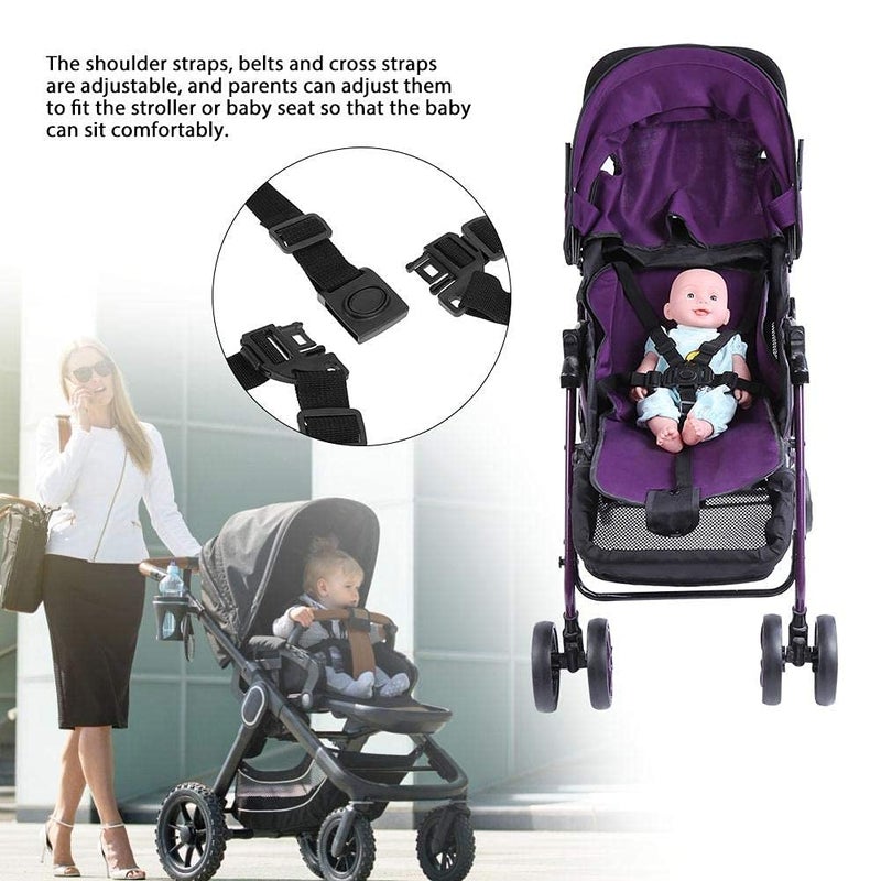 Zerodis Universal Baby 5 Point Harness Belt High Chair Safety Belts Harness Stroller Children Pushchair Rotating Protection Adjustable Shoulder Strap Belts Straps for Pram Accessories(Buckle Type) - Image 3