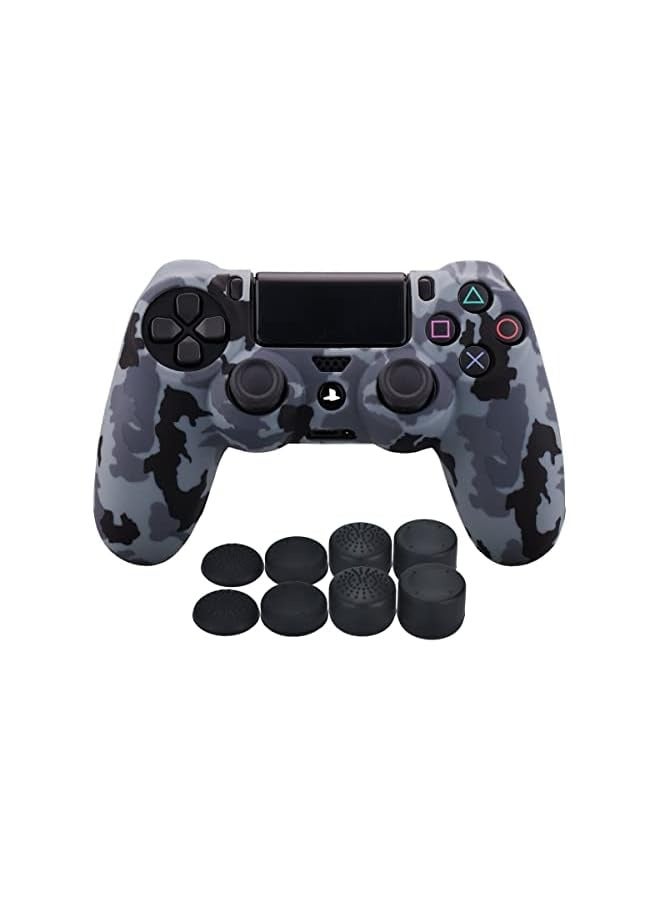 بروماس غطاء حافظة من مطاط السيليكون الناعم باللون الرمادي المموه متوافق مع Sony Station DUALSHOCK 4 PS4/Slim/Pro Controller Skin Thumb Grips (x8) Joystick Stick Grips Caps (رمادي) - Image 2