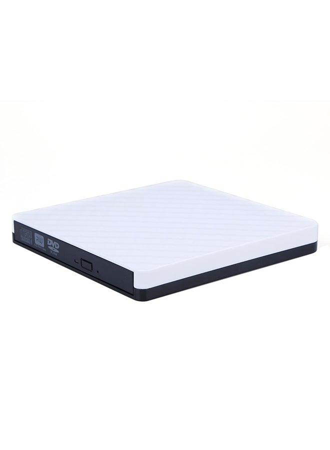 محرك أقراص CD/DVD-RW DVD خارجي بمنفذ USB 3.0 مناسب لأجهزة الكمبيوتر وماك أبيض