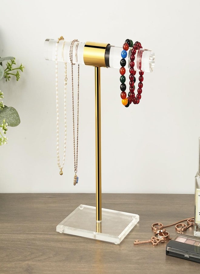 SHUNKAIZS Acrylic Bracelet Holder Display Stand, Tangle-Free T-Bar Necklace Display for Vendors Retail Store Home, Clear Jewelry Organizer, Bangles Watch Holder Stands with Gold Stainless Rod - Image 4