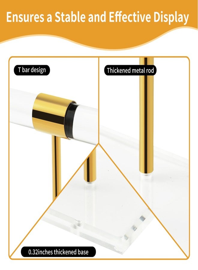 SHUNKAIZS Acrylic Bracelet Holder Display Stand, Tangle-Free T-Bar Necklace Display for Vendors Retail Store Home, Clear Jewelry Organizer, Bangles Watch Holder Stands with Gold Stainless Rod - Image 3