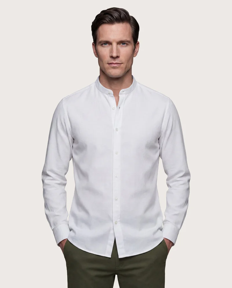 كاميتشسما Trendy Light Beige Textured Slim Comfort Shirt