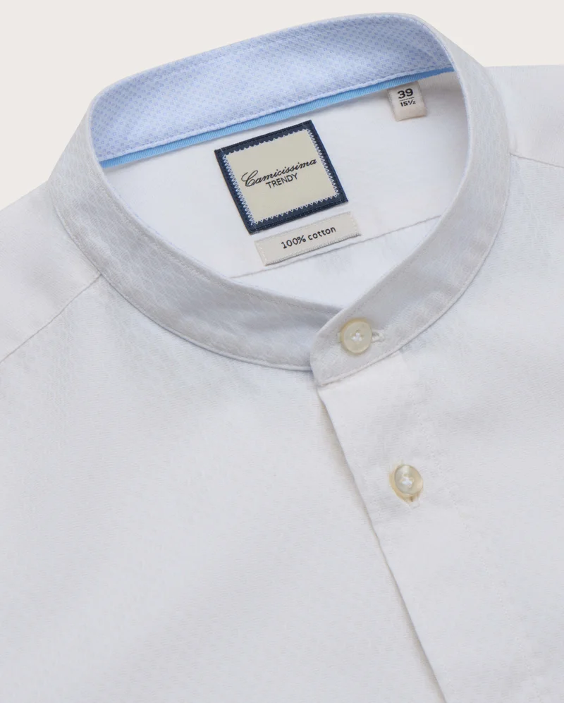 كاميتشسما Trendy Light Beige Textured Slim Comfort Shirt