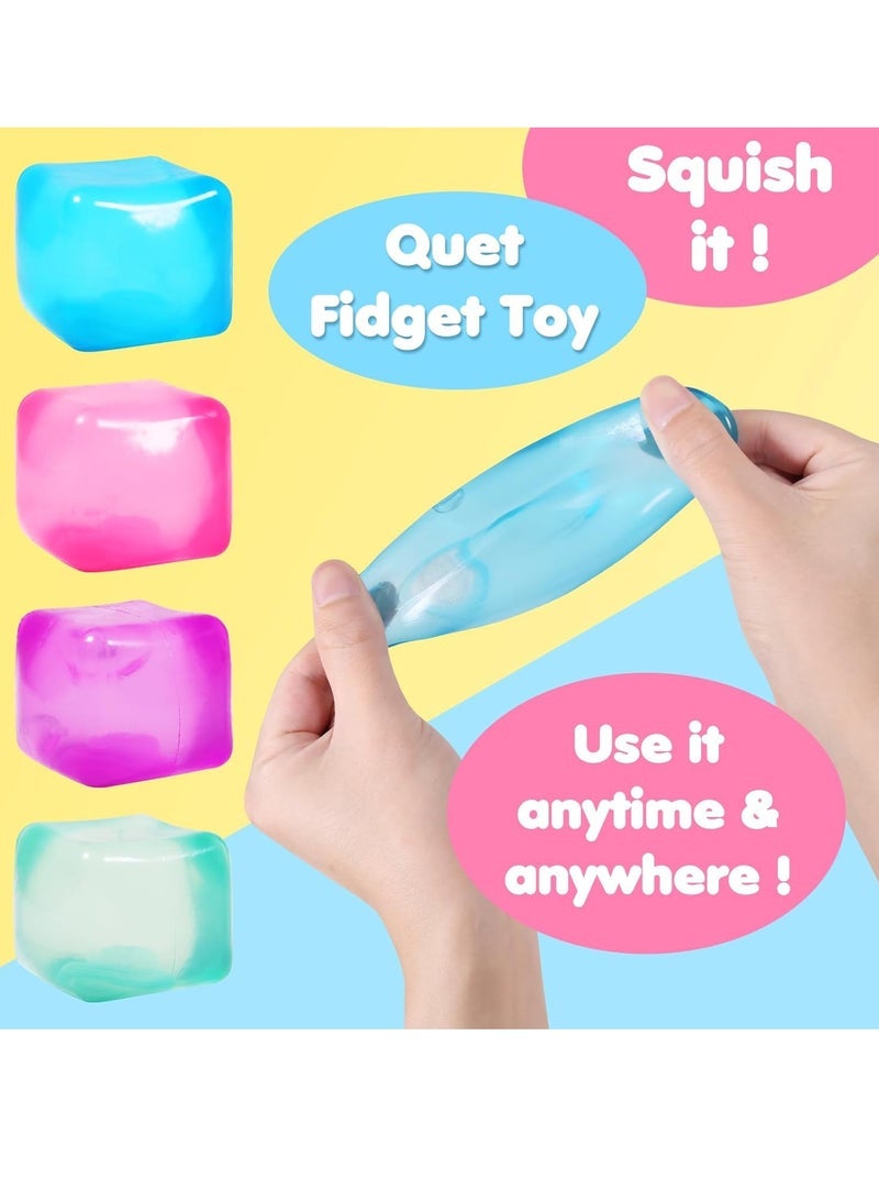 general 4pack Stress Cube Squishy Stress Balls for Adults Kids Sensory Fidget Toy for Your Best Mellow and Chill,Ice Cubes,Square Shape with Filling in Pink Blue Purple Green,Age 3 to Adult - Image 2