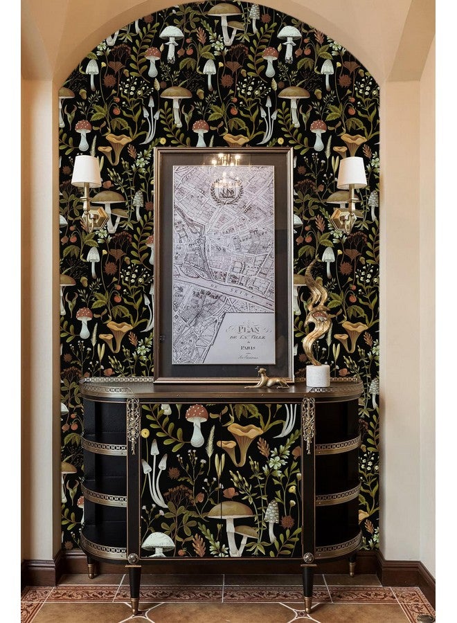 WENMER Floral Wallpaper Peel and Stick Wallpaper Boho Mushroom Wallpaper Mushroom Contact Paper Vinyl Removable Self-Adhesive Stick on Wallpaper for Bathroom Bedroom 17.3” x 118” - Image 5