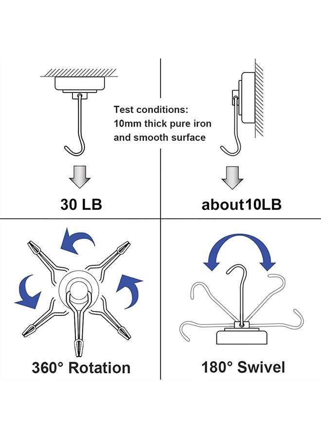 6 Pcs 22 LBS Heavy Duty Strong Magnetic Hooks, 2026 Multi-Purpose Hanging Magnet Hooks, Cruise Ship Cabin Essentials for Refrigerator, Kitchen, Grill, Classroom, Home, Beach Vacation and Daily Storage Organization, Blac - Image 4