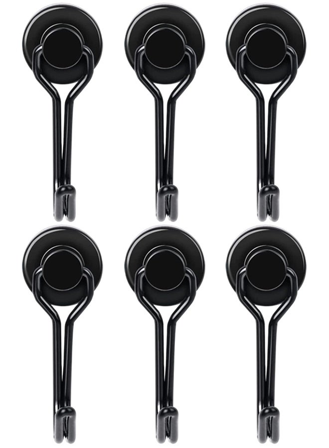 6 Pcs 22 LBS Heavy Duty Strong Magnetic Hooks, 2026 Multi-Purpose Hanging Magnet Hooks, Cruise Ship Cabin Essentials for Refrigerator, Kitchen, Grill, Classroom, Home, Beach Vacation and Daily Storage Organization, Blac - Image 1