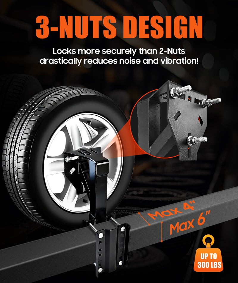 toolhoper Rv Spare Tire Carrier, High Ground Clearance Heavy Duty Spare Tire Mount with 3-Nut Design, 300lb Capacity, (Fits 4/5/6/8 Lug) - Image 3