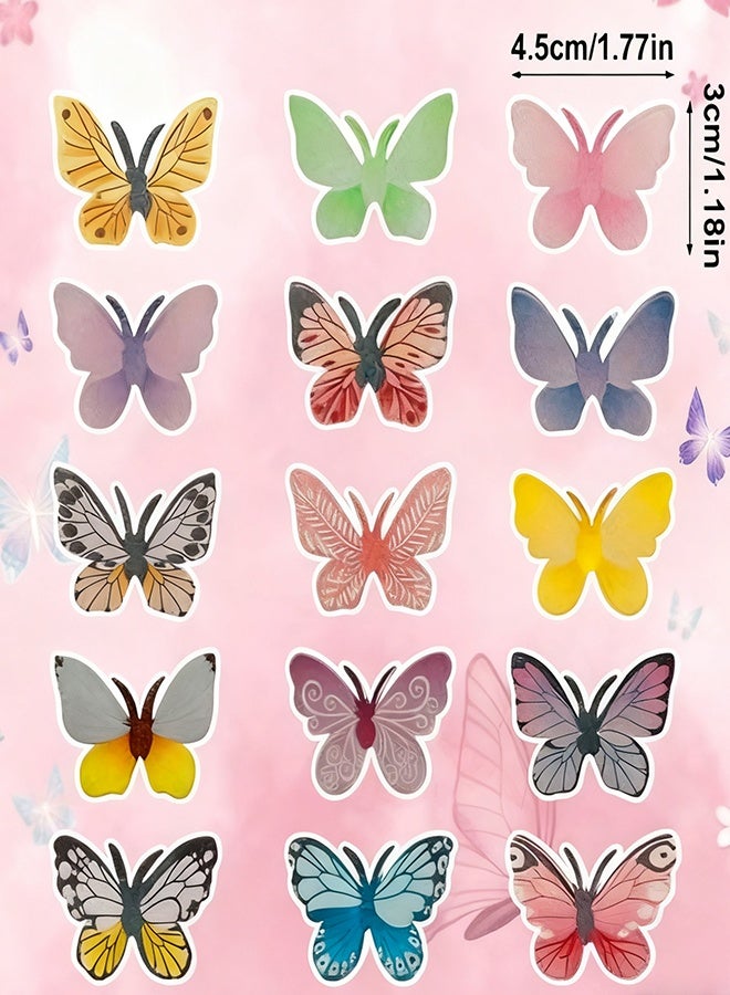 Happy D 72Pcs Edible Butterfly Cupcake Toppers 3D Colorful Butterfly Cake Decoration Realistic Spring Dessert Decoration for Birthday Party Wedding Food Supplies Mixed Size - Image 5