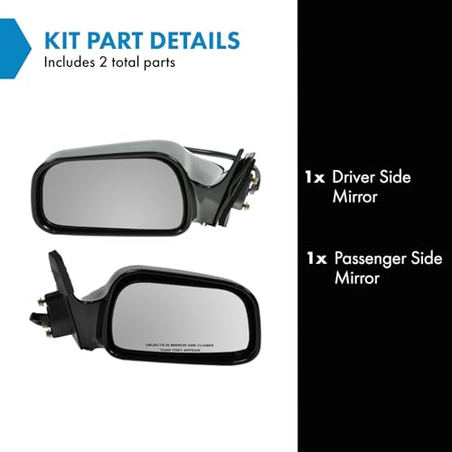 TRQ 2 Piece Driver and Passenger Side Mirror Assembly Set Manual Folding Electric Adjustment Non-Heated No Memory Black Compatible with 1992-1996 Toyota Camry US Built - Image 2