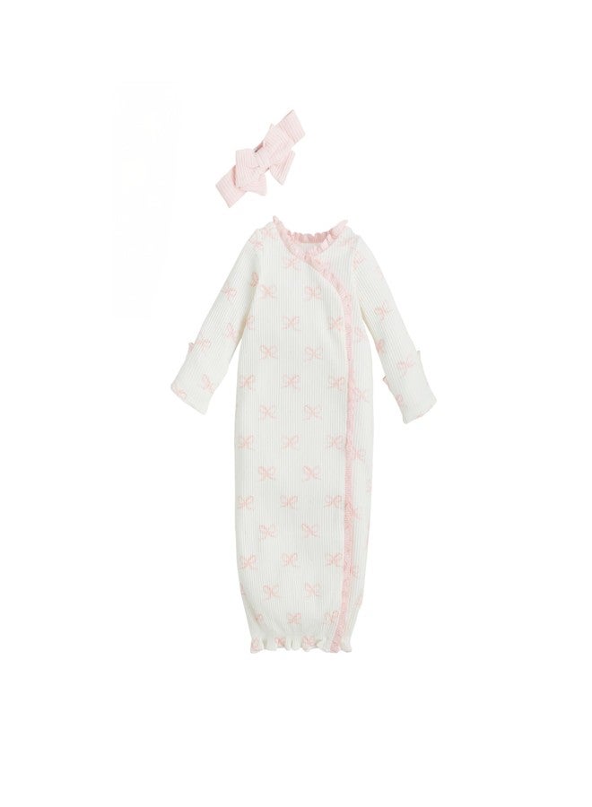 Mud Pie Children's Bow Print Gown; NB - Image 1