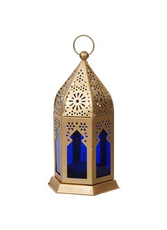 Webelkart Webelkart Premium Moroccan Gold, Blue Color Metal Iron Lantern Tea Light Holder with Free Tealight Candle Holder for Home | Tealight Candle Holders for Diwali Decoration  - Image 3