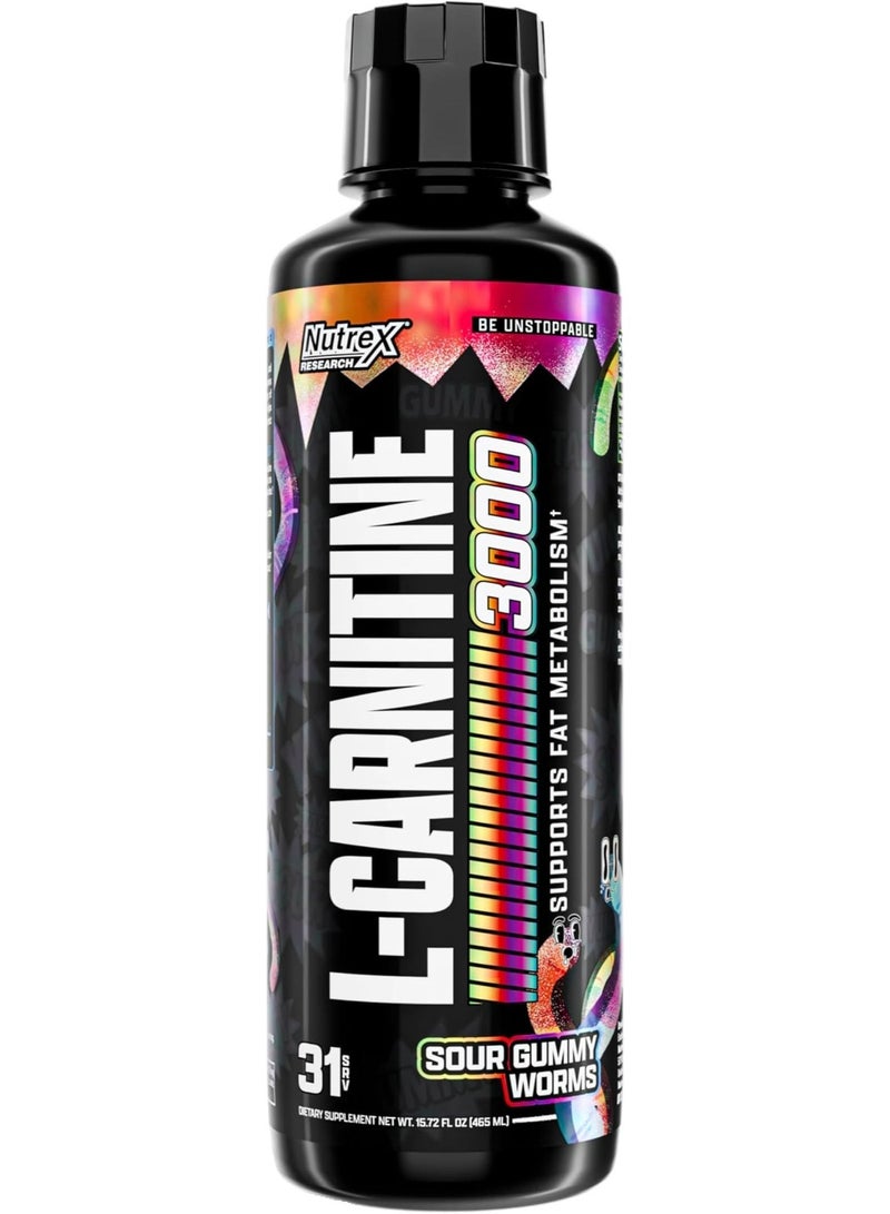 Nutrex Research Liquid L Carnitine 3000 – Sour Gummy Worms | L-Carnitine Liquid Shots, Stimulant Free | Supports Muscle Recovery for Men and Women - 31 Servings - Image 3