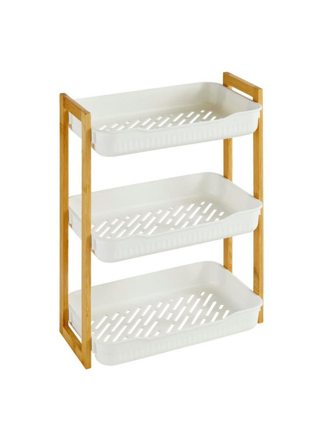 Five Simply Smart Natureo 3-Tier Rectangular Bamboo Shelf White and Brown 45 x 20.5 x 35 cm 204929 - Image 1