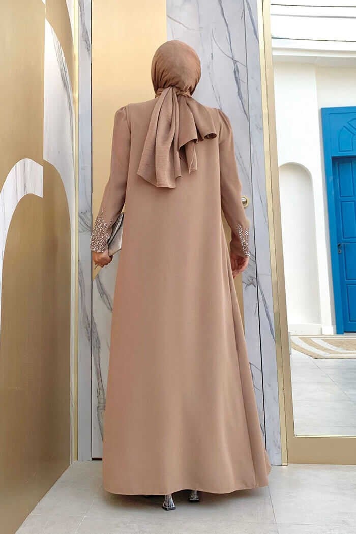 Bym Fashion Bym Stone Embroidery Detailed Vest Dress Suit 3838 Mink  - Image 4