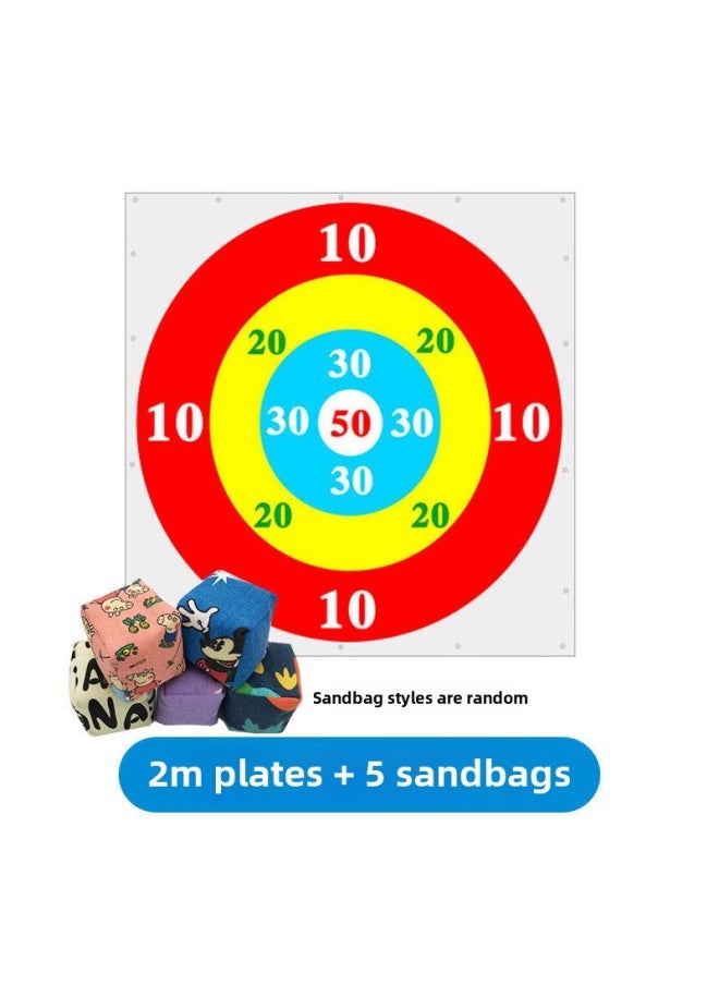 null - Sandbag Throwing Plate Target Plate Chart Plate Throwing Target Family Game Team Building Expansion Props Kidsren's Sandbag Toys-Specifications:[send Sports Bracelet] 2m Round Dart Board (guanjian Parent-child) + 5 Sandbags - Image 1